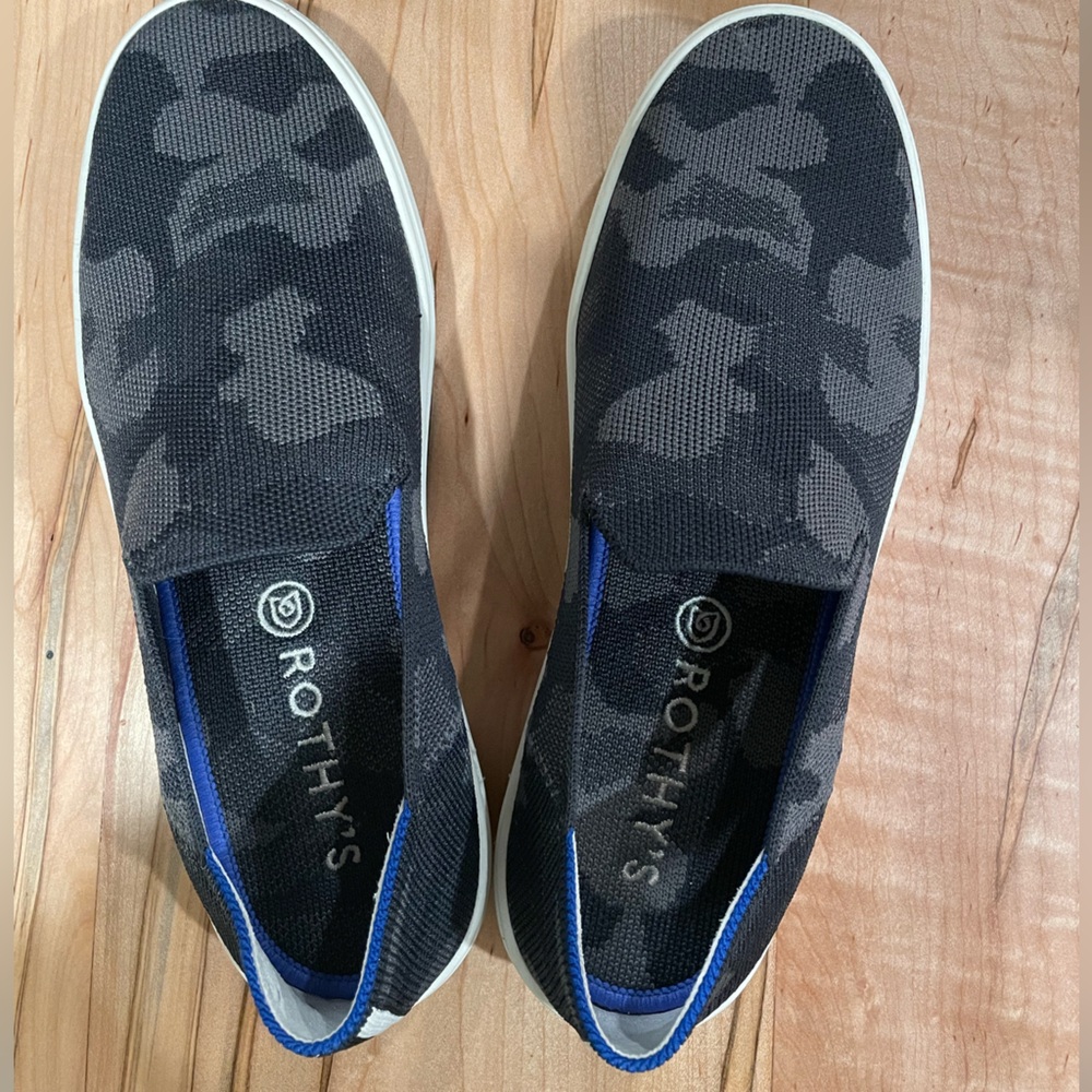 Rothy’s gray camo shoes. EUC